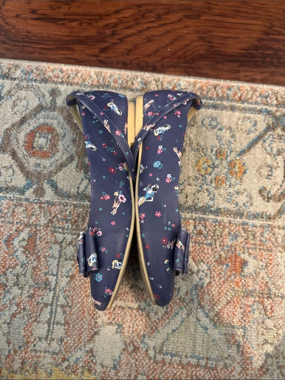 Janie and Jack Navy Floral Bow Girls Ballet Flats